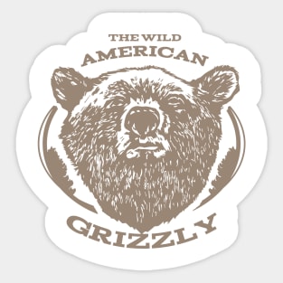 The wild american grizzly bear Sticker